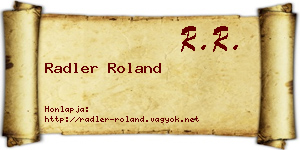 Radler Roland névjegykártya